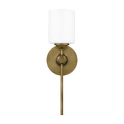 Quoizel Aria 16in 1-Light Wall Sconce | Weathered Brass and Opal Glass | Bedroom & Hallway Accent Light | 5 x 6 x 16 in | Model ARI8605WS