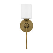 Quoizel Aria 16in 1-Light Wall Sconce | Weathered Brass and Opal Glass | Bedroom & Hallway Accent Light | 5 x 6 x 16 in | Model ARI8605WS