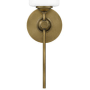 Quoizel Aria 16in 1-Light Wall Sconce | Weathered Brass and Opal Glass | Bedroom & Hallway Accent Light | 5 x 6 x 16 in | Model ARI8605WS