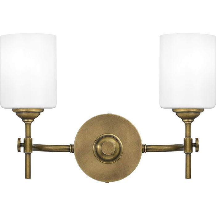 Quoizel Aria Bath Vanity, Weathered Brass/Opal Etched Glass