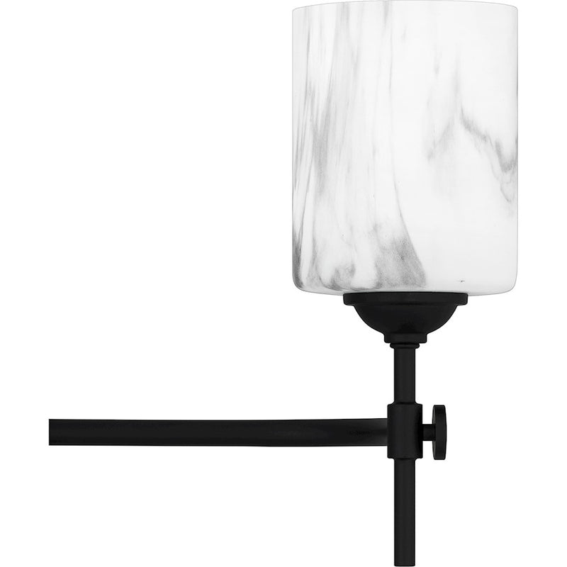 Quoizel Aria 3 Light Bath Light, Matte Black/Marble Glass