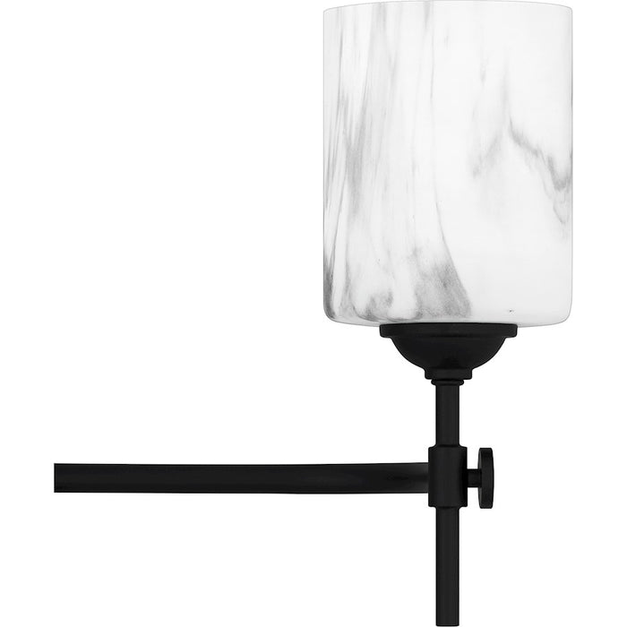 Quoizel Aria 3 Light Bath Light, Matte Black/Marble Glass