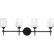 Quoizel Aria 4 Light Bath Light, Matte Black/Marble Glass - ARI8631MBK
