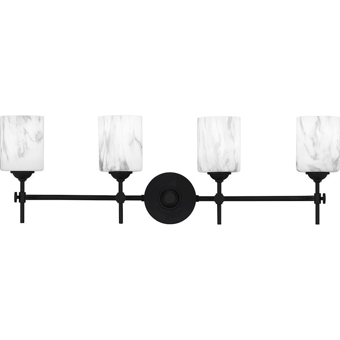 Quoizel Aria 4 Light Bath Light, Matte Black/Marble Glass - ARI8631MBK