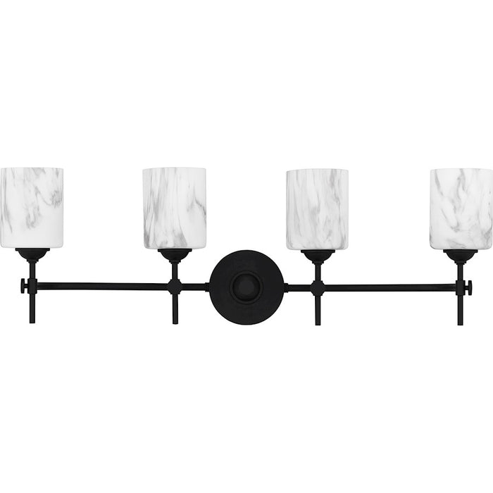 Quoizel Aria 4 Light Bath Light, Matte Black/Marble Glass