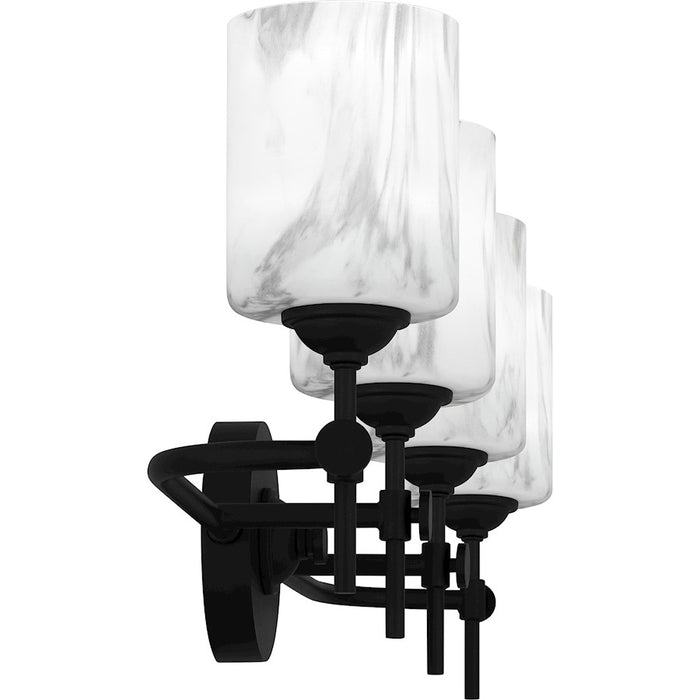 Quoizel Aria 4 Light Bath Light, Matte Black/Marble Glass