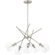 Quoizel Asha 26in 5-Light Chandelier | Modern Brushed Nickel and Clear Glass | Kitchen Island & Dining Room | 26 x 26 x 10.75 in | Model ASA5026BN