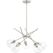 Quoizel Asha 26in 5-Light Chandelier | Modern Brushed Nickel and Clear Glass | Kitchen Island & Dining Room | 26 x 26 x 10.75 in | Model ASA5026BN