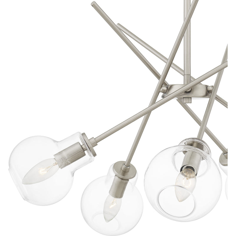 Quoizel Asha 26in 5-Light Chandelier | Modern Brushed Nickel and Clear Glass | Kitchen Island & Dining Room | 26 x 26 x 10.75 in | Model ASA5026BN