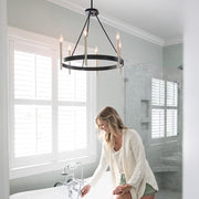 Quoizel Anthem 24in 6-Light Chandelier | Modern Mystic Black and Brushed Nickel Steel | Dining Room & Foyer | 24.75 x 24.75 x 24 in | Model ATH5006K