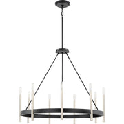 Quoizel Anthem 32in 9-Light Chandelier | Modern Mystic Black and Brushed Nickel Steel | Dining Room & Foyer | 32 x 32 x 29 in | Model ATH5009K