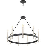 Quoizel Anthem 32in 9-Light Chandelier | Modern Mystic Black and Brushed Nickel Steel | Dining Room & Foyer | 32 x 32 x 29 in | Model ATH5009K