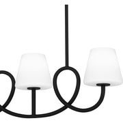 Quoizel Atkins 40in 4-Light Linear Chandelier | Modern Matte Black and Opal Etched Glass | Kitchen Island & Dining Room | Model ATK440MBK