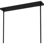Quoizel Atkins 40in 4-Light Linear Chandelier | Modern Matte Black and Opal Etched Glass | Kitchen Island & Dining Room | Model ATK440MBK