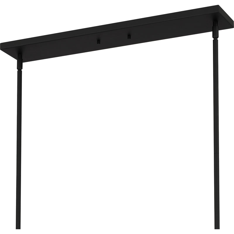 Quoizel Atkins 40in 4-Light Linear Chandelier | Modern Matte Black and Opal Etched Glass | Kitchen Island & Dining Room | Model ATK440MBK