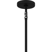 Quoizel Atkins 27in 4-Light Chandelier | Modern Matte Black and Opal Etched Glass | Dining Room & Kitchen Island | Model ATK5027MBK