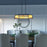 Quoizel Atwater Linear 4 Light Chandelier, Black/Tiffany