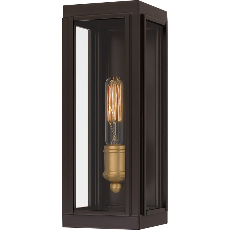 Quoizel Avon 14in 1-Light Outdoor Wall Lantern | Traditional Western Bronze and Clear Glass | Front Door & Porch | Model AVN8305WT