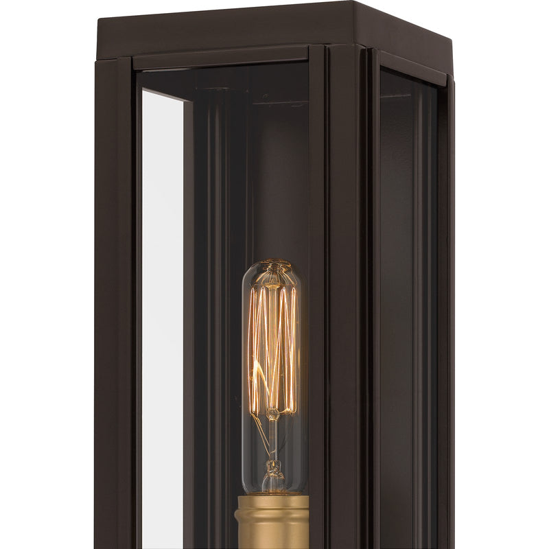 Quoizel Avon 14in 1-Light Outdoor Wall Lantern | Traditional Western Bronze and Clear Glass | Front Door & Porch | Model AVN8305WT