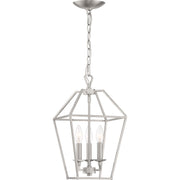 Quoizel Aviary 10in 3-Light Pendant | Farmhouse Brushed Nickel Steel | Kitchen Island & Dining Room | 9.5 x 9.5 x 17 in | Model AVY5203BN