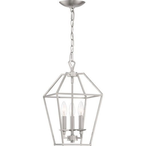 Quoizel Aviary 10in 3-Light Pendant | Farmhouse Brushed Nickel Steel | Kitchen Island & Dining Room | 9.5 x 9.5 x 17 in | Model AVY5203BN