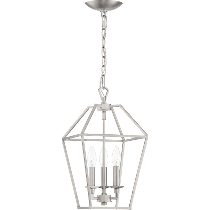 Quoizel Aviary 10in 3-Light Pendant | Farmhouse Brushed Nickel Steel | Kitchen Island & Dining Room | 9.5 x 9.5 x 17 in | Model AVY5203BN