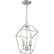 Quoizel Aviary 10in 3-Light Pendant | Farmhouse Brushed Nickel Steel | Kitchen Island & Dining Room | 9.5 x 9.5 x 17 in | Model AVY5203BN