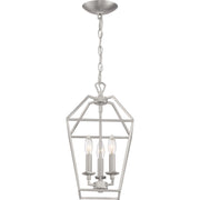 Quoizel Aviary 10in 3-Light Pendant | Farmhouse Brushed Nickel Steel | Kitchen Island & Dining Room | 9.5 x 9.5 x 17 in | Model AVY5203BN