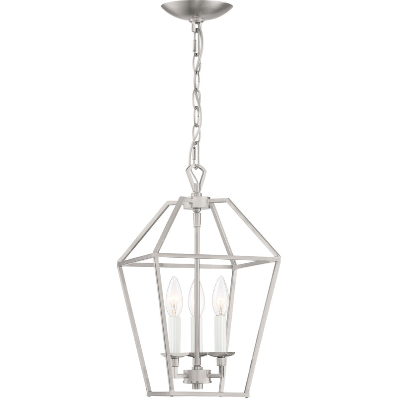Quoizel Aviary 10in 3-Light Pendant | Farmhouse Brushed Nickel Steel | Kitchen Island & Dining Room | 9.5 x 9.5 x 17 in | Model AVY5203BN