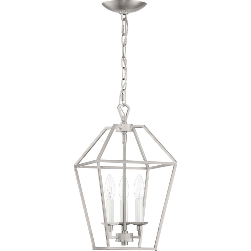 Quoizel Aviary 10in 3-Light Pendant | Farmhouse Brushed Nickel Steel | Kitchen Island & Dining Room | 9.5 x 9.5 x 17 in | Model AVY5203BN