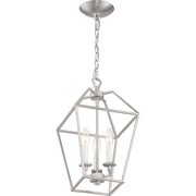 Quoizel Aviary 10in 3-Light Pendant | Farmhouse Brushed Nickel Steel | Kitchen Island & Dining Room | 9.5 x 9.5 x 17 in | Model AVY5203BN