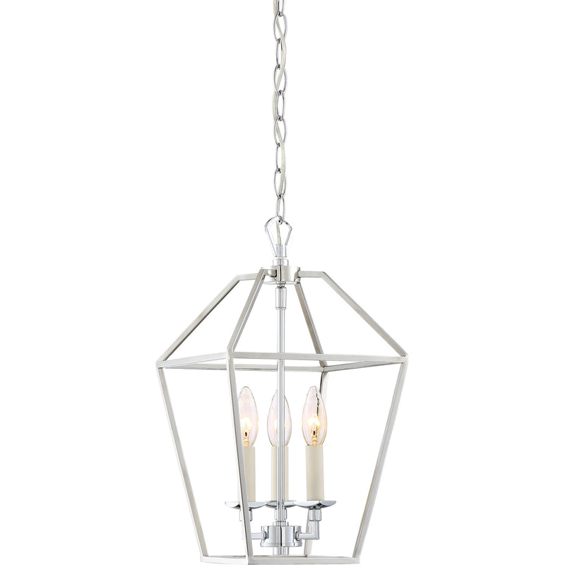 Quoizel Aviary 10in 3-Light Pendant | Minimalist Polished Nickel Steel | Kitchen Island & Dining Room | 9.5 x 9.5 x 17 in | Model AVY5203PK