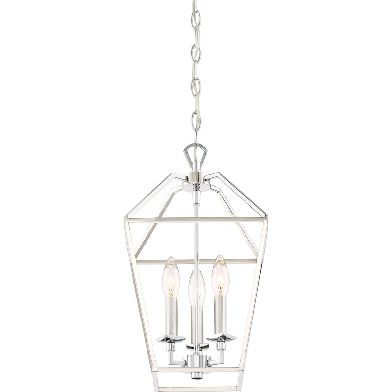 Quoizel Aviary 10in 3-Light Pendant | Minimalist Polished Nickel Steel | Kitchen Island & Dining Room | 9.5 x 9.5 x 17 in | Model AVY5203PK