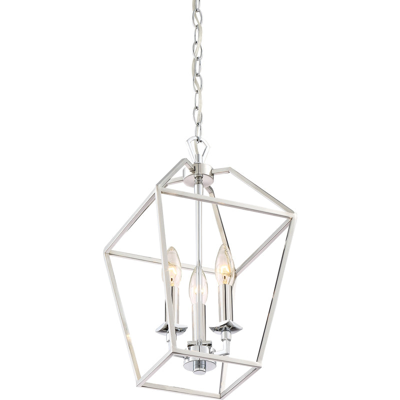 Quoizel Aviary 10in 3-Light Pendant | Minimalist Polished Nickel Steel | Kitchen Island & Dining Room | 9.5 x 9.5 x 17 in | Model AVY5203PK