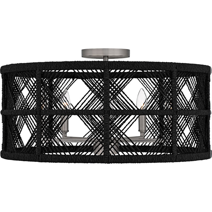 Quoizel Axford 5Light Semi-Flush Mount, Antique Nickel/Black Rope