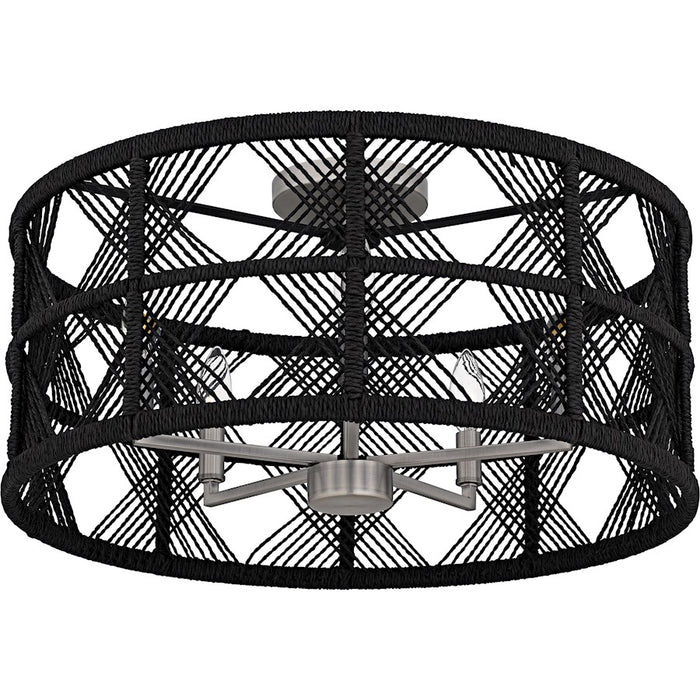 Quoizel Axford 5Light Semi-Flush Mount, Antique Nickel/Black Rope
