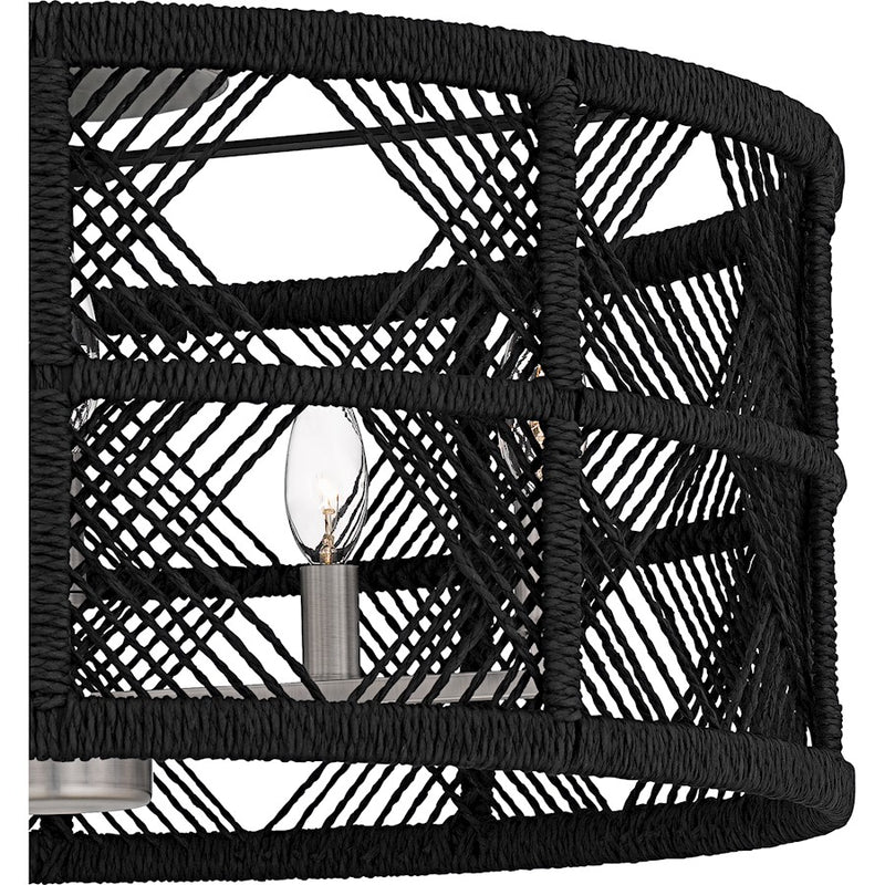 Quoizel Axford 5Light Semi-Flush Mount, Antique Nickel/Black Rope