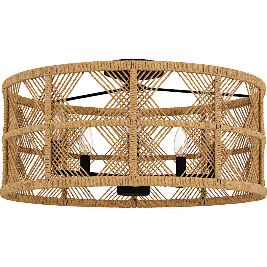 Quoizel Axford 5Light Semi-Flush Mount, Matte Black/Natural Rope - AXF1722MBK