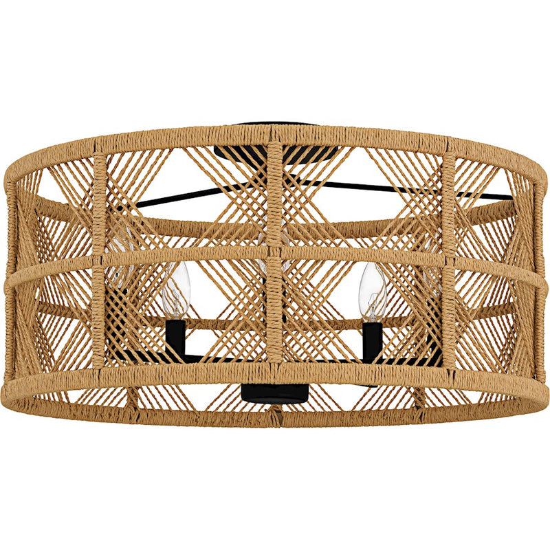Quoizel Axford 5Light Semi-Flush Mount, Matte Black/Natural Rope