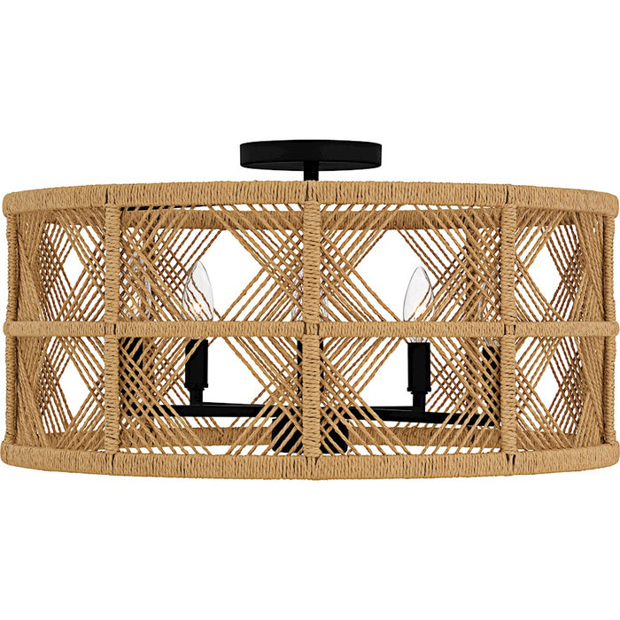 Quoizel Axford 5Light Semi-Flush Mount, Matte Black/Natural Rope