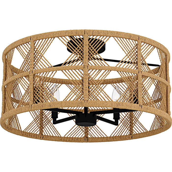 Quoizel Axford 5Light Semi-Flush Mount, Matte Black/Natural Rope