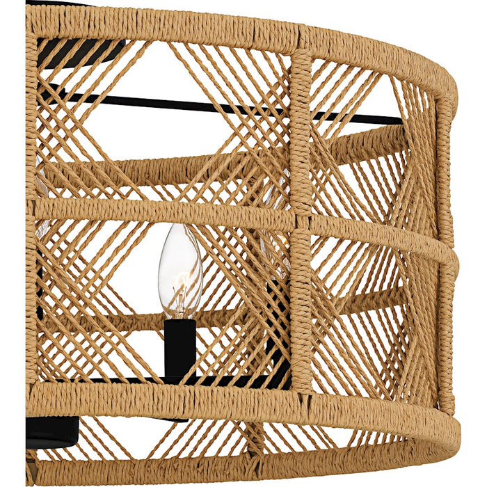 Quoizel Axford 5Light Semi-Flush Mount, Matte Black/Natural Rope