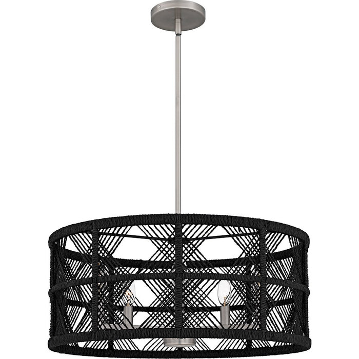 Quoizel Axford 5Light Pendant, Antique Nickel/Black Rope - AXF2822AN