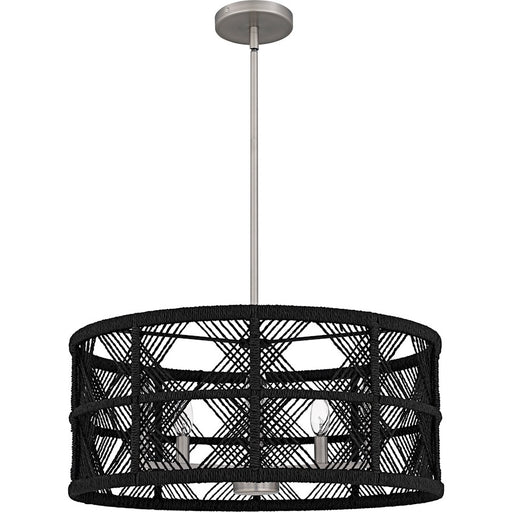 Quoizel Axford 5Light Pendant, Antique Nickel/Black Rope