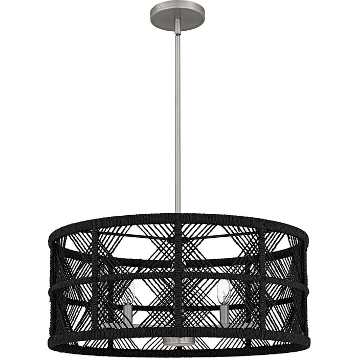 Quoizel Axford 5Light Pendant, Antique Nickel/Black Rope