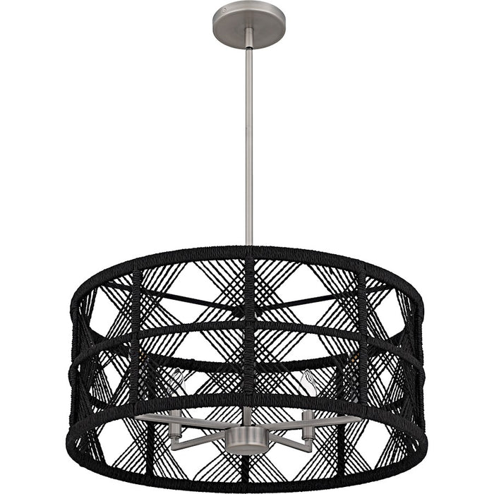 Quoizel Axford 5Light Pendant, Antique Nickel/Black Rope