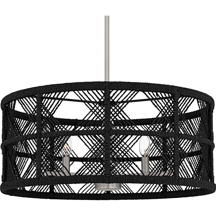 Quoizel Axford 5Light Pendant, Antique Nickel/Black Rope