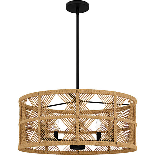 Quoizel Axford 5Light Pendant, Matte Black/Natural Rope - AXF2822MBK