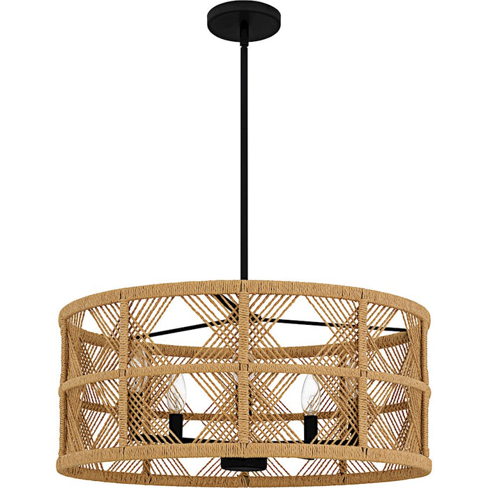 Quoizel Axford 5Light Pendant, Matte Black/Natural Rope