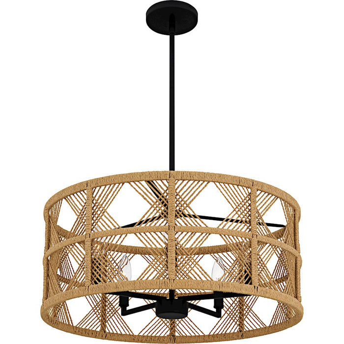 Quoizel Axford 5Light Pendant, Matte Black/Natural Rope